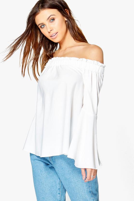 Petite Fifi Woven Frill Off The Shoulder Top